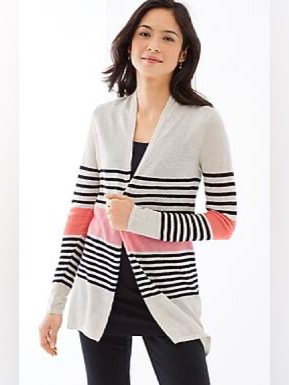 NWT J.Jill Linen Blend Open-Front Cardigan